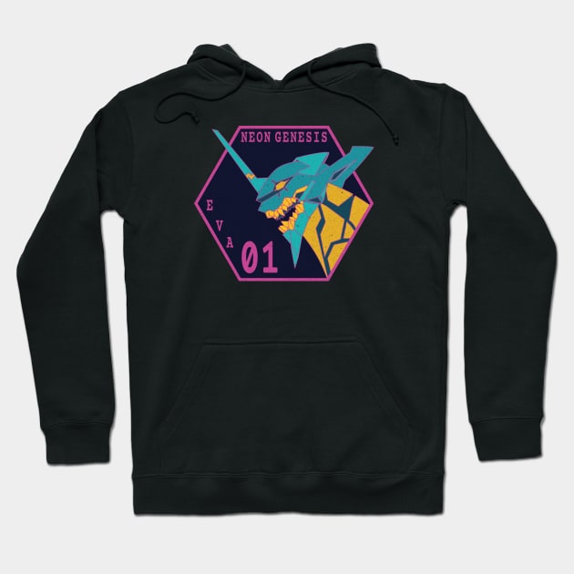 Vintage Neon Genesis Evangelio Hoodie by LotusBlue77